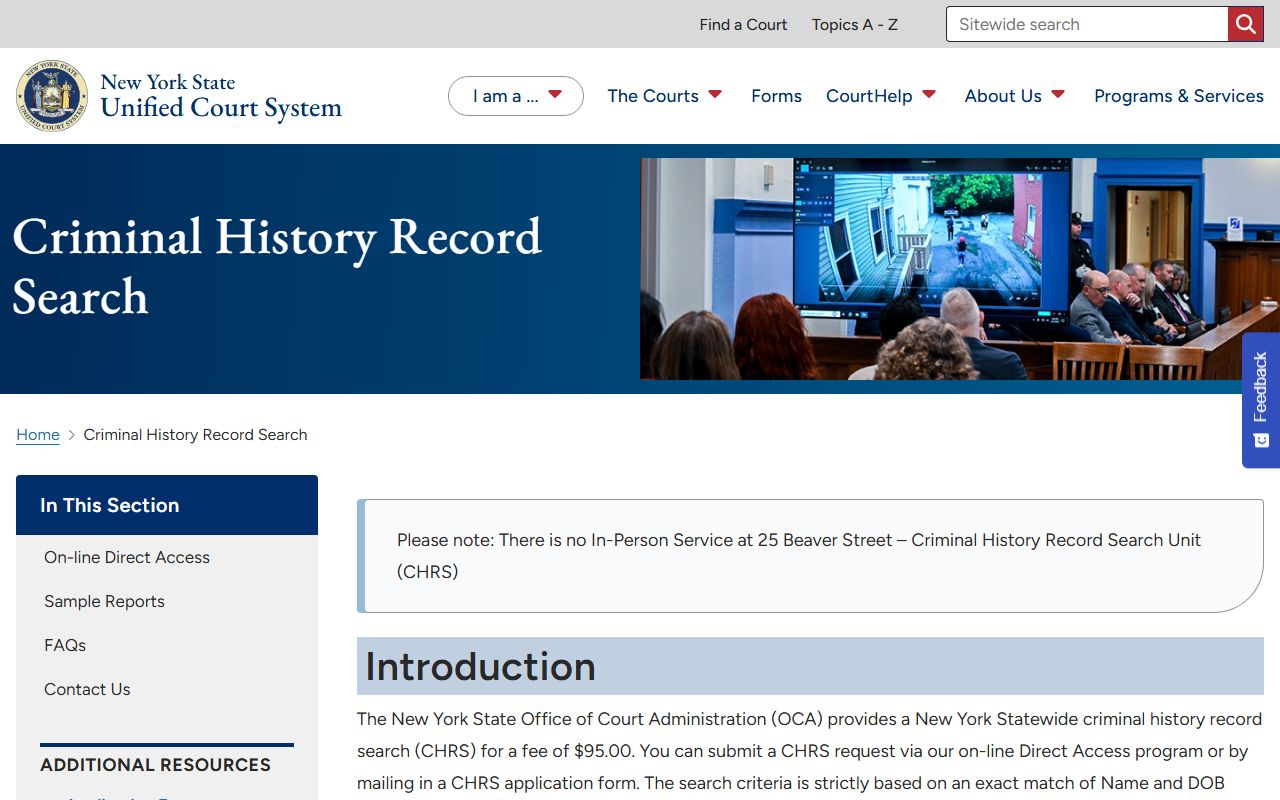 Livingston County court records after arrest CHRS statewide search page